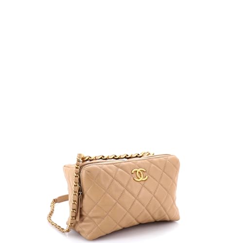 Pre-Loved Bowling Bag Quilted Calfskin Small, Neutral2