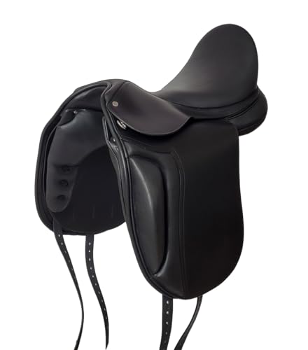 A&M Reitsport Selle de dressage Wembley en cuir avec tête interchangeable, taille : 17,5