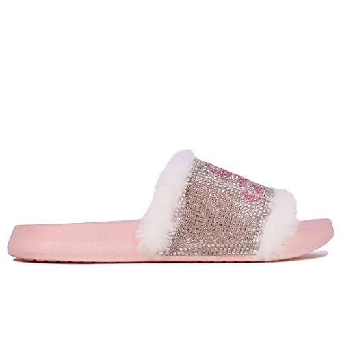 Image of Juicy Couture Kids Girls - Slide Slipper Sandals With Faux Fur Slipper Sandals, Furry Slides, Girls Slip On Slippers