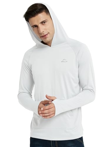 Image of Willit Men's UPF 50+ Sun Protection Hoodie Shirt Long Sleeve Rash Guard Fishing SPF Outdoor UV Shirt Lightweight Pocket, White, Large