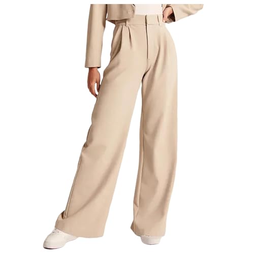 Pantalon large bleu ciel femme taille haute boutonné habillé