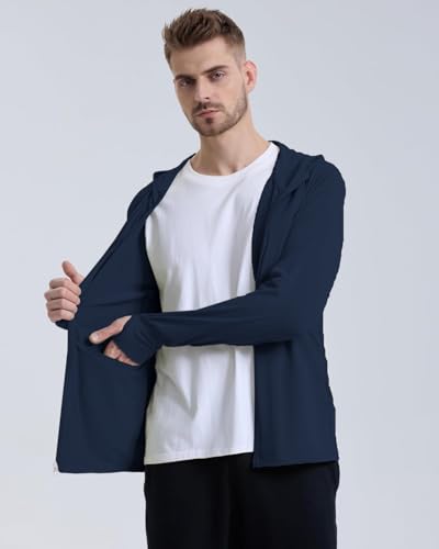 Image of DENIMHOLIC Men Full Zip Hoodie Jacket Long Sleeve Sunscreen jacket for men UV Protection UPF 50+ Lightweight Summer jacket for men sun protection For bike gym trekking