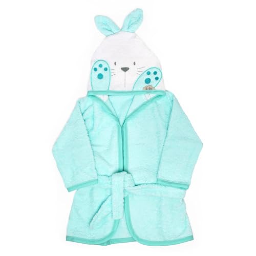 Ti TIN Albornoz Bebé con Capucha Conejito, Algodón Rizo Suave y Absorbente, Fácil Secado, 6 12 Meses, 63x33 cm