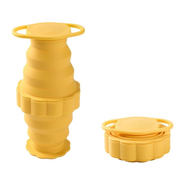 Bottiglia D'acqua Sportiva Pieghevole in Silicone A Forma Di Fiore Portatile Per Viaggi All'aperto,Giallo,9 * 9 * 17 cm