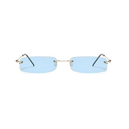mincl/Small Chic Rectangular Rimless Sunglasses Women Men Fashion Vintage Design UV4002