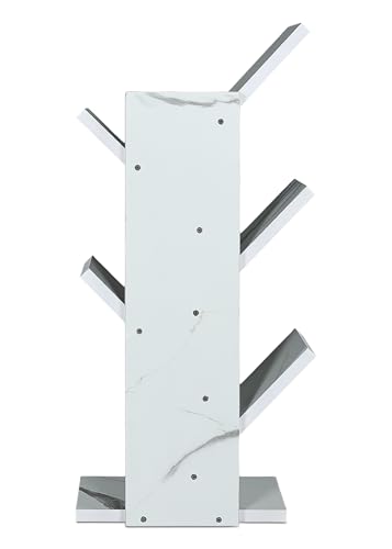 Image of SBF Furniture Tree Bookshelf Floor Standing Bookcase Free Standing Multipurpose Storage Rack for Books Magazines Organizer Showcase DIY (5 Tier - White, 5 Tier)