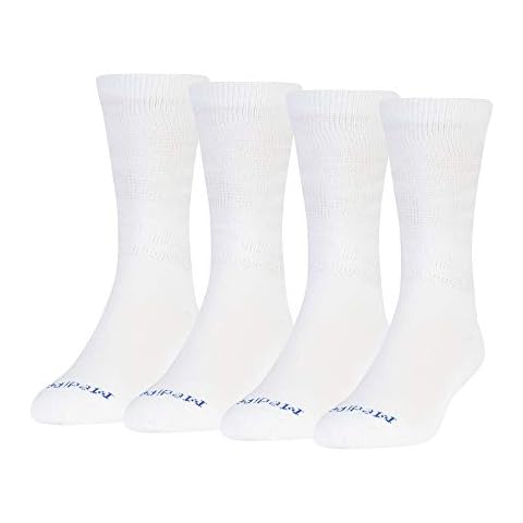 MediPeds Men's Coolmax Crew Socks, 4-Pack, White, Shoe Size: 12-15 Cover