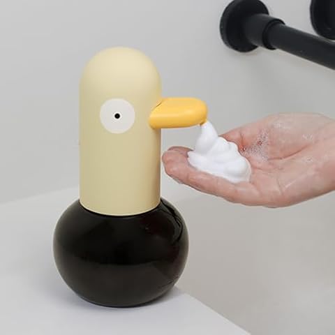 AMYESE Kids Automatic Soap Dispenser - Cute Duck Touchless Foaming Hand Soap Dispenser, Waterproof USB Rechargeable, Hand- Free Shampoo/Soap Dispenser for Bathroom, Kitchen Countertop, Preschool Cover
