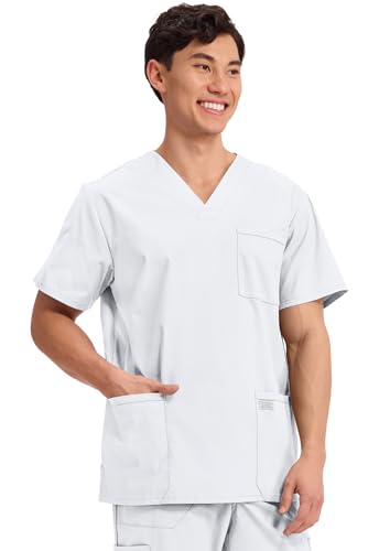 Image of Cherokee WW Professionals Men's V-Neck Scrub Top 4 Pockets Medical Shirt