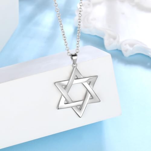 Jewmon 925 Sterling Silver Star of David Necklace for Women Mens Magen David Pendant Necklace Jewish Star Charm Necklace Gothic Isael Protection Jewelry4