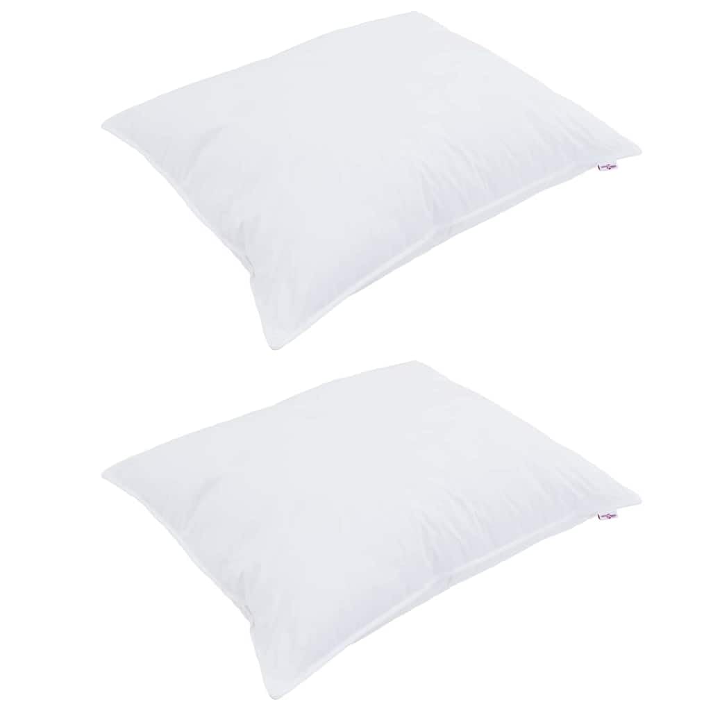 2 almohadas de 40 x 60 cm de algodón blanco con relleno transpirable, ergonómicamente suave, lavable, ideal para dormir de espalda, estómago y de lado, apoyo cómodo para un sueño reparador
