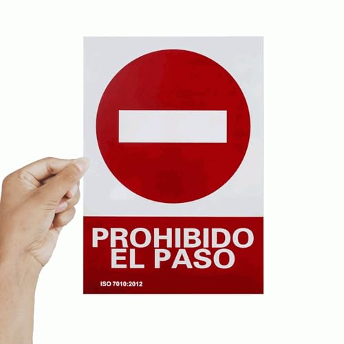 Señal Prohibido El Paso, Señal Paso Prohibido, Señal de No Acceso, Cartel de Entrada Prohibida, Placa de Prohibición de Paso, Letrero de No Entrar, PVC 0.7 mm, 21 x 30 cm