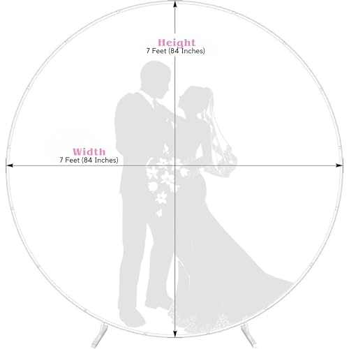 Image of 7.2 Ft Round Balloon Arch Stand White Backdrop Frame for Wedding, Birthday, Baby Shower, Graduation, Party Decoration-Heavy Duty Steel with Carry Bag-JC HUMMINGBIRD