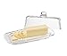 Royalty Art Glass Butter Dish with Lid, Single Stick Container with Handle Cover, Rustic Farmhouse or Vintage Boho Kitchen Accessory, Clear (Clear)