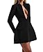 LuFeng Women's Long Sleeve Sexy Deep V Neck Zipper A-line Mini Dress Hollow Bodycon Night Out Party Dress