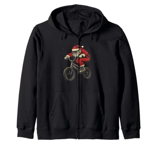 Vélo BMX Père Noël Amusant Sweat à Capuche