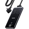 Baseus Blade Charging Station 140W, 6-in-1 Compact USB C Power Strip with 5ft Detachable Flat Extension Cord, Digital Display, Slim Fast Desktop Charger for Work and Travel (Not a Portable Battery)