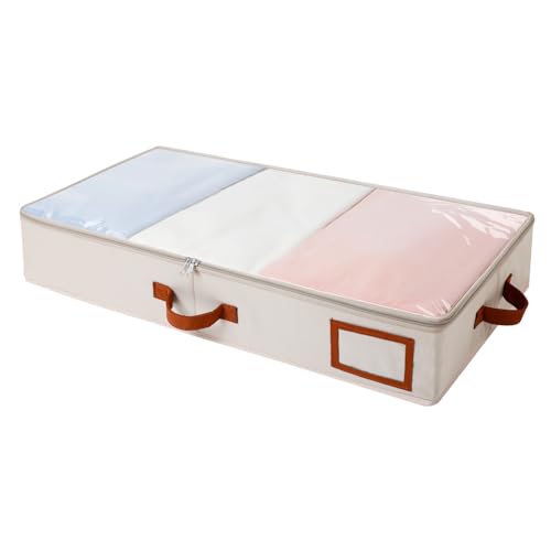 AiQInu Bolsas Almacenaje Ropa Debajo de la Cama, 75x42x16cmCajas Almacenaje Ropa en Tela Oxford, Plegable y con Ventana Transparente, para Edredones, Edredones