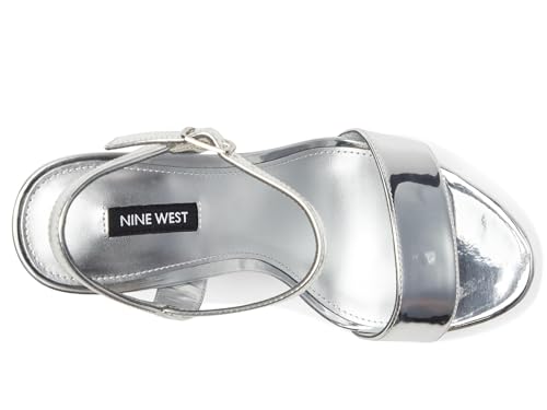 Nine West Women's Solas Heeled Sandal, Silver Mirror Metallic 040, 7 by Nine West - Image 2