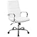 Flash Furniture Whitney High-Back Swivel LeatherSoft Desk Chair with Padded Seat and Armrests, Adjustable Height Padded Office Chair, White/Chrome