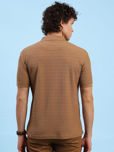 Image of Lux Nitro Men's Self Knitted Premium Cotton Blend Solid Polo T-Shirt | Soft Texture | Classic Collar | Short Sleeve Casual Wear