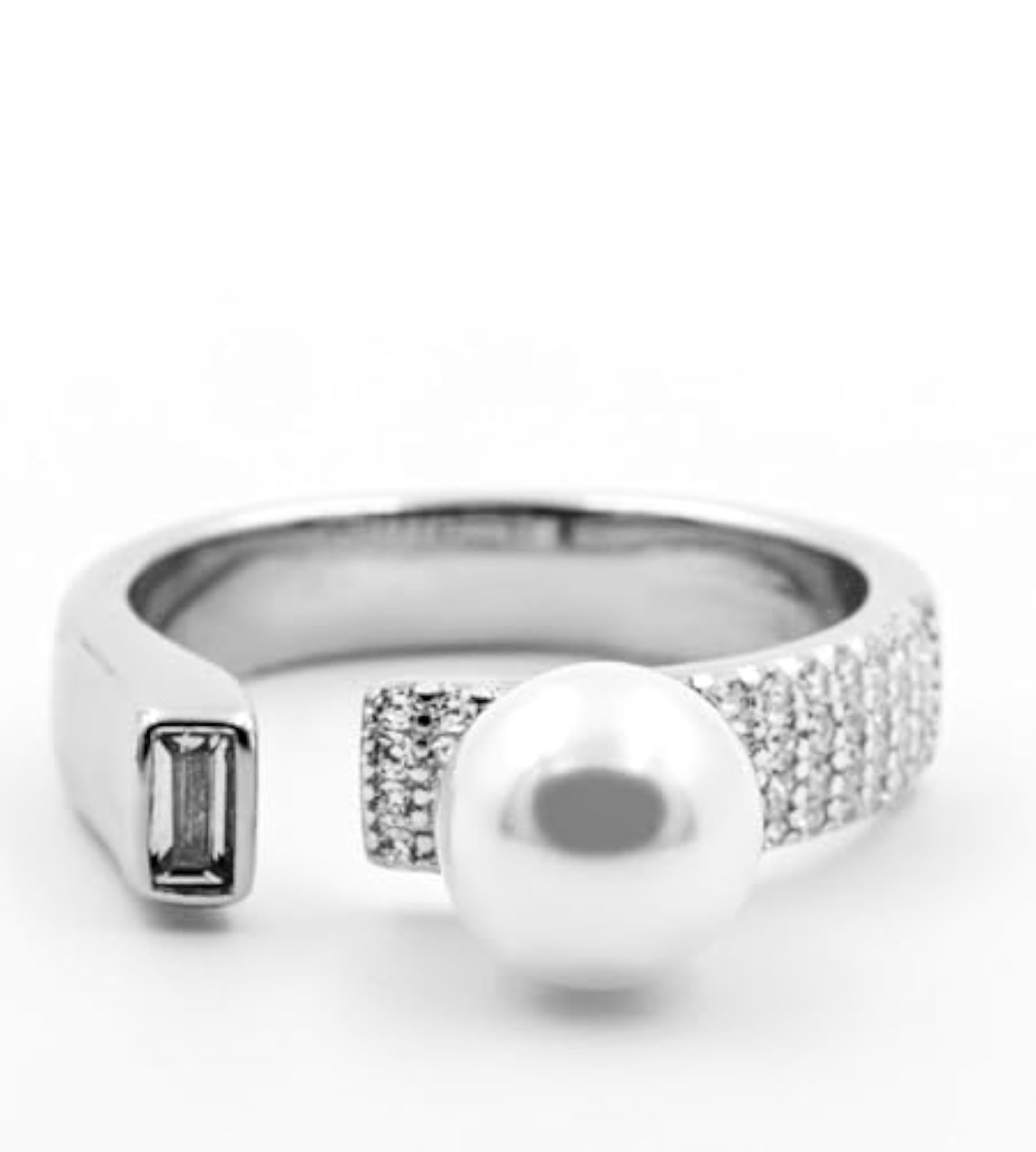 Pearl and Diamond Duo Ring, Feminine and Refined