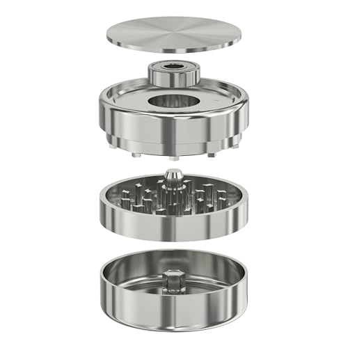Edelstahl Grinder 62 mm Premium Präzisionsgrinder mit Kugellager Magnetverschluss rostfrei langlebig Kräuter- & Gewürzmühle inkl. Bürste Scraper und Box