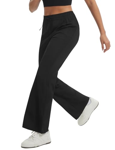 baleaf Womens Hiking Pants Lightweight Wide Leg Travel Pant Black M