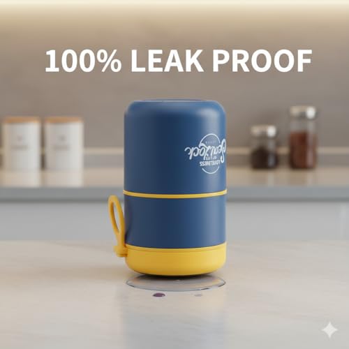 Image of 780ml Stainless Steel Lunch Box with Spoon, Handle, Leak Proof Small Container for Snack, Diet & Prep Food, Stackable Stainless Steel 2 Tier Men's Lunchbox for Work (Blue)