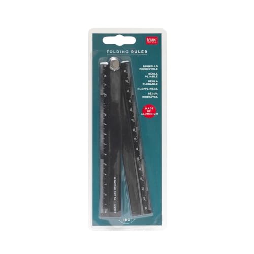 Legami - Règle pliable en aluminium, double utilisation : mesure en centimètres (30 cm) et en degrés (180 °)