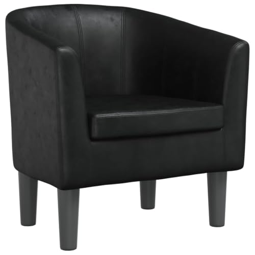 vidaXL Fauteuil Cabriolet, Chaise de Relaxation, Siège avec Dossier et Accoudoirs, Canapé de Bureau Salon Chambre à Coucher, Noir Similicuir