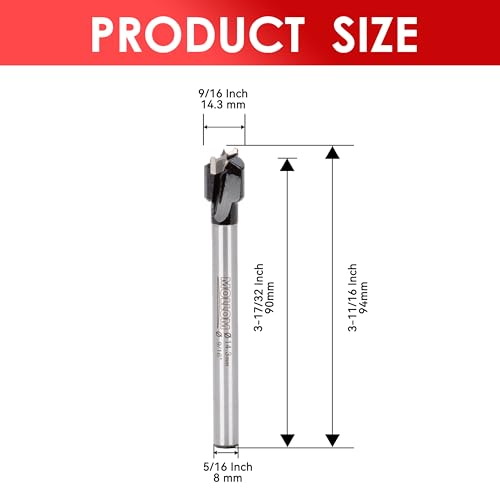 MOLLOM 9/16" (14.3mm) Forstner Drill Bit for Precise Woodworking with Durable YG8 Carbide Thickness of 1.7mm,This Hinge Cutter Tool is Ideal for Hard Wood Plastic - Image 2
