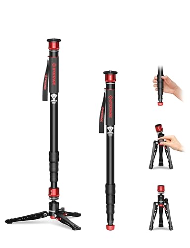 IFOOTAGE Monopod for Camera Cobra 3 A180T, 71" Camera Monopod with Feet, Aluminum Monopods Cameras Stand Compatible with Sony Canon Nikon DSLR, Payload 17.64 lbs/8 KG