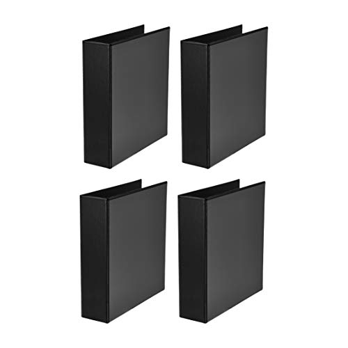 Amazon Basics Heavy-Duty D-Ring Binder - 2 Inch, Black, 4-Pack