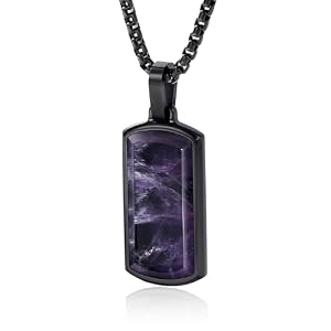 Amethyst Necklace for Men Onyx/Tigers eye/Lapis Lazuli/Pendant Necklace with Adjustable Box Chian Gifts for Men Women
