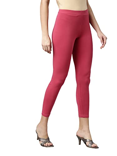 Image of GO COLORS Soft Cotton Stretch Cropped Leggings for Women | Breathable, Mid Rise