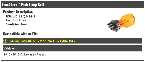 Marketplace Auto Parts Front Turn Signal Park Lamp Bulb - Compatible with 2016-2018 Volkswagen Passat