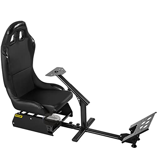 VEVOR Racing Simulator Seat Adjustable Driving Gaming Reclinable Seat with Gear Shifter Mount fit for PS4 PS3 Xbox Logitech Racing Simulator Seat Racing Wheel Stand Cockpit (Seat, PS3/PS3/G29/G920)