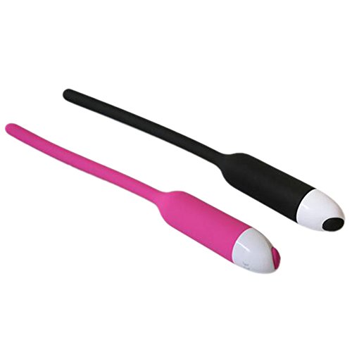 Silicone 7 Speed Vibrator Urethral Sounds Penis Plug Men Male Sex Game Stretcher - Black