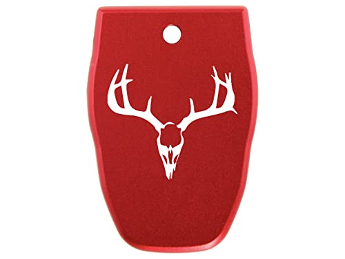 NDZ Performance Magazine Base Plate for Smith & Wesson SD9, SD9 2.0, SD9 VE in 9mm Laser Engraved Anodized Aluminum in Red - Deer Skull 1