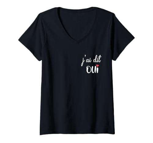 Femme EVJF Personnalisé pour Future Mariée j'ai dit Oui Bride T-Shirt avec Col en V
