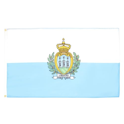 Image of AZ FLAG - San Marino Flag - 2x3 Ft - 100D Polyester Sammarinese Banner with Two Metal Grommets - Fade Resistant - Vivid Colors - 2' x 3' Feet - 90x60 Cm