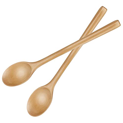Cuillère en Bois, cuillère à Soupe en Bois écologique,Cuillère à Café en Bois Naturel Ecologique Ustensile de Table et de Cuisine Cuillère à Thé à Miel - 2 Pack