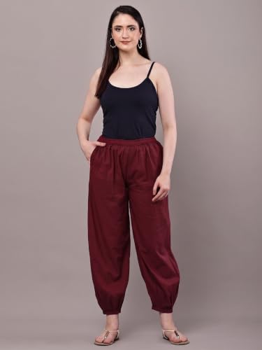 Image of Women's Cambric Cotton Afghani Patiala Salwar - Loose Fit, Elastic Waist, Deep Pockets | Ethnic & Casual Wear