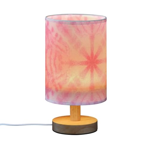 Lámpara de Mesa Cilíndrica Tie-dye Rosa con USB miniatura 2