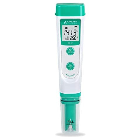Apera Instruments EC20 Value EC Meter, Pocket Tester, ±1% Accuracy, ±0.5°C Temperature Sensor, BPB Elektrode, Complete Kit Cover