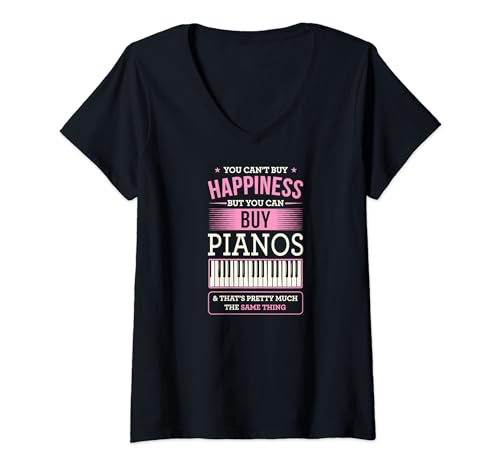 Mujer No puedes comprar la felicidad, pero puedes comprar pianos Camiseta Cuello V