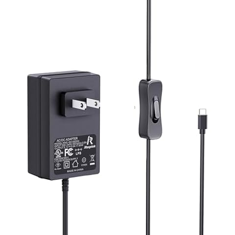 iRasptek Raspberry Pi 4 Power Adapter, 5.1V 3.5A USB C Power Supply with On/Off Switch, for Raspberry Pi 4 Model B/Pi 400 (UL Listed) Cover