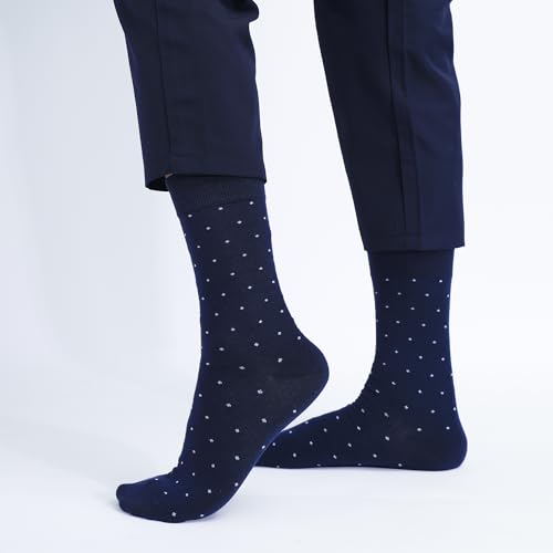 Mens Dress Socks 6 Pair Cotton Blend Crew Socks Mid Calf Socks for Men Shoe Size 8-124