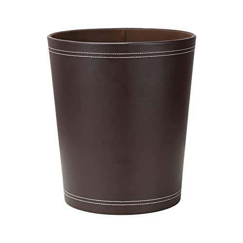 KINGFOM™ Corbeille à Papier en Cuir pour Bureau, Salle de Bains, Cuisine à Coucher et l'hôtel (Rond-Marron)